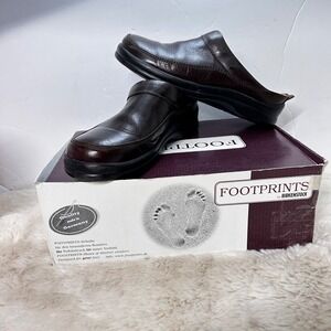 Footprints by Birkenstock Leather Mules Clogs Brown Women Size 38